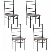 Lot de 8 Chaises de salle à manger, cadre en fer et modèle mdf – Design grain de bois marron – Style industriel