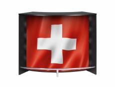 Meuble bar comptoir d'accueil noir 135 cm - coloris: drapeau suisse 650 SNACK130NO650