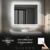 Miroir led Lumineux 50x50 cm Aurora - Carré Rectangulaire de Salle de Bain Mural avec éclairage Blanc Froid 7000K