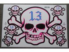 "planche de stickers crane 13 bleu autocollant pirate biker"