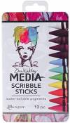 Ranger Dina Wakley Média Scribble Sticks Craie, Matériau synthétique, Multicolore, 19,1 x 11,7 x 1,5 cm