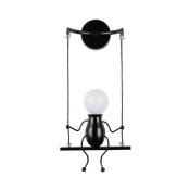 Redcoringe - Applique murale moderne Creative Simplicity Design Petite personne Creative E27 Luminaire noir