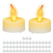 Relaxdays Bougies chauffe-plat LED, lot de 50, bougies électriques, flamme vacillante, déco table, 4,5x3,5 cm, blanches