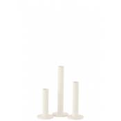 Set de 3 chandeliers bas métal blanc H21,5cm