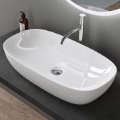 Sogood - Lavabo Vasque à Poser Blanc Lave Mains Ovale en Céramique Revêtement nano Easy Clean Brüssel104 70x37x13,5 cm - Blanc