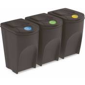 Spetebo - Sortibox xl - Kit de 3 poubelles de 35 litres anthracite