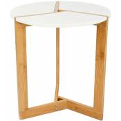 Table d'Appoint Scandinave 40x45cm Blanche Table de Chevet Ronde Basse en Bois - weiss