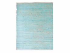 Tapis 120x180 bleu en coton et chanvre fibre tressée naturelle - devi 77480045