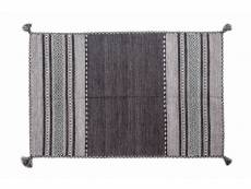Tapis moderne kansas, style kilim, 100% coton, noir, 160x90cm 8052773468312