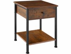 Tectake table de chevet bradford 40x40x55,5cm - bois foncé industriel 404698