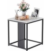 Unho - Table d'Appoint en Marbre - Bout de Canapé Noir Table Basse Marbre Rectangulaire Salon Moderne et Scandinave – 40x40x45cm