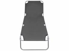 Vidaxl chaise longue pliable avec dossier réglable gris 44293