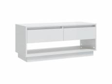 Vidaxl meuble tv blanc brillant 102x41x44 cm aggloméré
