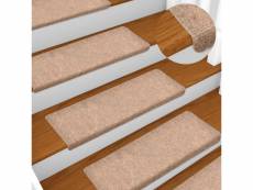 Vidaxl tapis d'escalier 15 pcs tissu aiguilleté 65x21x4 cm marron 134561