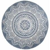 Zen Et Ethnique - Tapis Mandala 90 cm - Gris Bleu