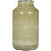 Beliani - Vase Décoratif en Verre Vert Olive Transparent Fleurs Sèches Accessoire 30 cm Dhokla - Vert