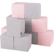 Blocs Mous Pour Bébé 12 Pièces Cubes De Construction En Mousse 14Cm, Cubes: Gris Clair/Rose - cubes: gris clair/rose - Kiddymoon