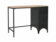 Bureau table meuble travail informatique à piédestal unique bois de sapin et acier 100 cm helloshop26 0502131