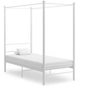 Cadre de lit à baldaquin Blanc Métal 90x200 cm