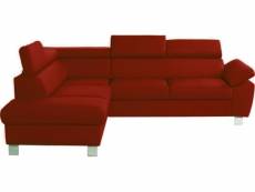 Canapé d'angle en cuir italien de luxe 5 places lutece rouge foncé, angle gauche