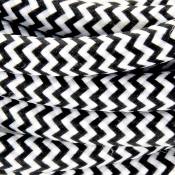 Chacon - Câble textile bicolore 3m - Noir/Blanc