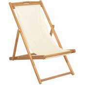Chaise en bois en teck 56x105x96 cm pliant diverses couleurs Chaise de terrasse Teck 56 x 105 x 96 cm Couleur crème Couleur : Crème