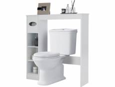 Costway meuble de rangement au-dessus des toilettes, étagère wc gain de place autoportant avec etagères réglables et porte-papier toilette (blanc)