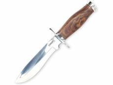Couteau de chasse artisanal en acier avec lame de 17,5 cm marron
