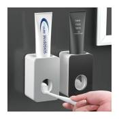 Distributeur automatique de dentifrice mural porte-brosse à dents ensemble d'accessoires de salle de bain ensemble griséconomiser de l'espace
