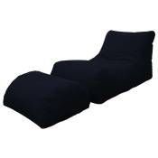 Dmora - Chaise longue de salon moderne, Made in Italy, Fauteuil avec repose-pieds en nylon, Pouf rembourré pour chambre, 120x80h60 cm, Couleur Noir,
