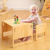 Ensemble Table et Chaise Montessori pour bébés de 1 à 3 Ans. Table et Chaise Ajustables en Hauteur pour la Lecture, Les Repas et Le Jeu. Facile à