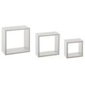 Five Simply Smart - Lot de 3 Étagères Murales Cube 25cm Blanc