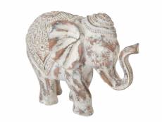 Grande statuette éléphant blanc patiné 30 cm