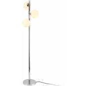 Helloshop26 - Lampadaire Lampe à Pied Lampe sur Pied Métal et Verre 3 x E14 154 cm Chrome et Blanc - Transparent