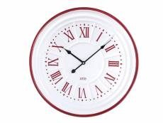 Horloge bois métal rouge blanc cmø50x4,5