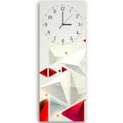 Horloge Murale Design Géométrique et Colorée - 30 x 90 cm - Rouge