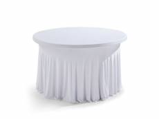 Housse élastique blanche pour table ronde 8 personnes diam.150cm