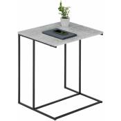 Idimex - Bout de canapé vitorio table d'appoint table à café de salon design rétro vintage, cadre en métal noir et plateau mdf décor béton - Couleur