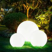 Lampes solaires à led lampes à brancher décoration de jardin lampes d'extérieur boule ronde blanche avec piquet, IP44, batterie rechargeable,
