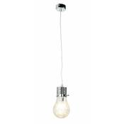 Licht-erlebnisse - Lampe à suspendre verre métal design ampoule décorative E14 - Chrome
