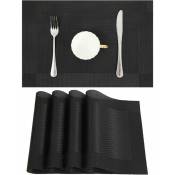 Lot de 10 Sets de Table tressé en pvc antidérapant Lavable pour Salle à Manger Set de Table Noir 45cm30cm.- Dessous de plat