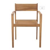 Lot de 2 fauteuils de jardin en bois d'acacia FSC coloris