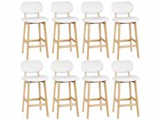 Lot de 8 tabourets de bar, chaises de bar hombuy blanc