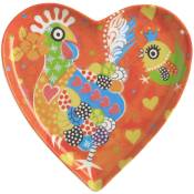 Maxwell & Williams Love Hearts Assiette en forme de cœur avec motif de danse du poulet deof Porcelaine, 15.5 cm - Rouge