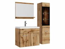 Meuble de salle de bain rio led 60 cm lavabo chene - armoire de rangement meuble lavabo