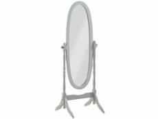 Miroir sur pied, psyché, miroir oval en bois gris et inclinable - dim : l 59 x p 49.5 x h 150 cm -pegane