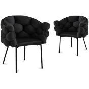 Mobilier Deco - miranda - Lot de 2 chaises velours noir pieds en métal noir - Blanc