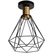 Plafonnier industriel rétro décoration bar chambre cage métal diamant lampe de plafond - Noir
