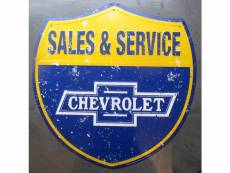 "plaque chevrolet sales & service 60cm tole deco garage"