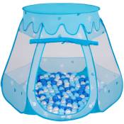 Selonis - Tente 105X90cm/100 Balles Château Avec Les Balles Plastiques Piscine à Balles Pour Enfants, Bleu: Babyblue-Bleu-Perle - bleu: